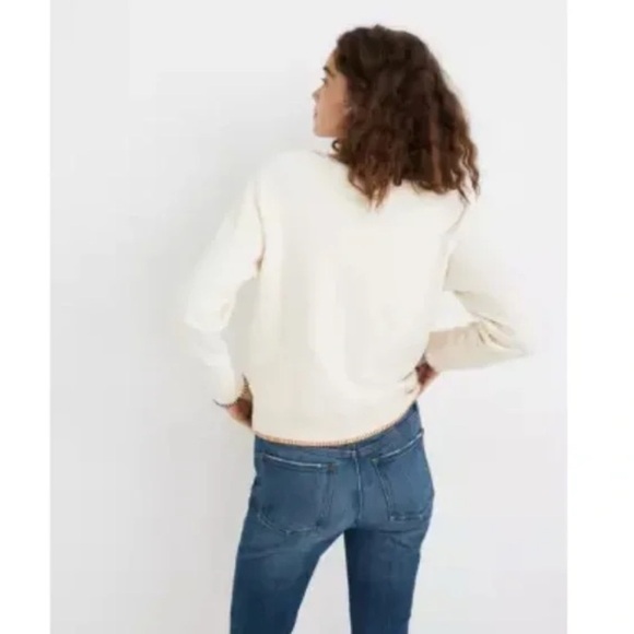Madewell Stitched Shrunken Sweatshirt Ivory Size Small - Picture 2 of 9